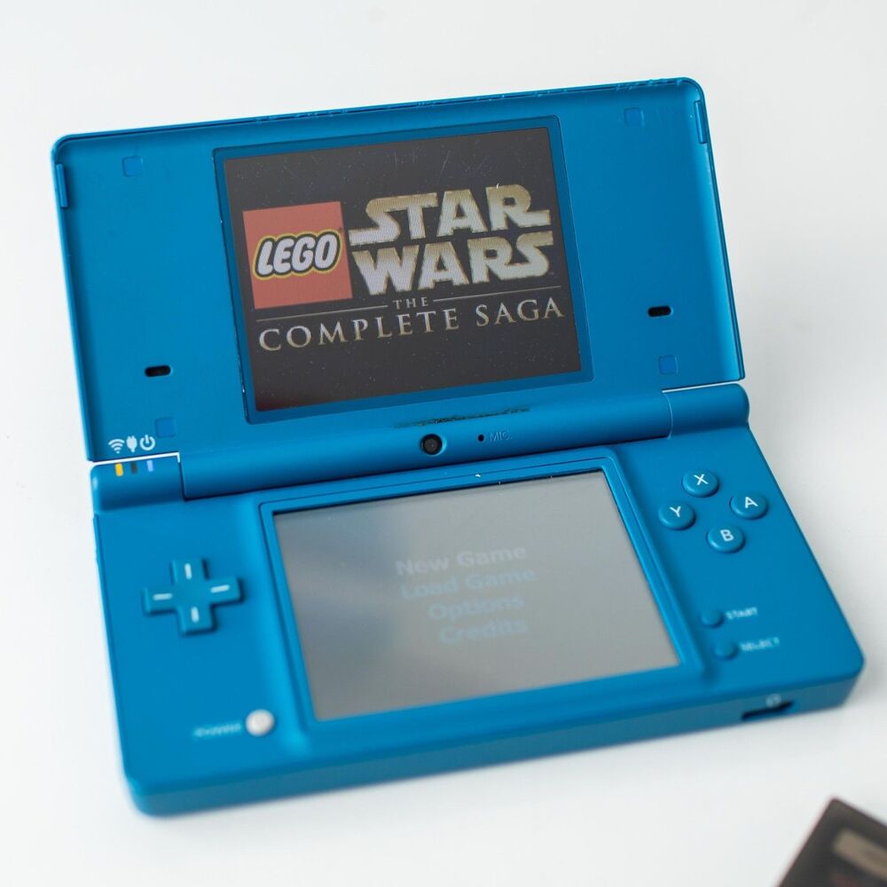 Nintendo DSi Blue Console Bundle 4 Games LEGO Star Wars Charger Case Tested